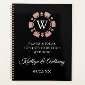 Rose Gold Monogram Poker Chip Casino Hochzeit Planer (Vorderseite)