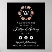 Rose Gold Monogram Poker Chip Casino Hochzeit Poster (Vorne)