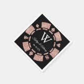 Rose Gold Monogram Poker Chip Casino Hochzeit Serviette (Ecke)