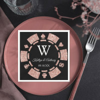 Rose Gold Monogram Poker Chip Casino Hochzeit