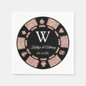 Rose Gold Monogram Poker Chip Casino Hochzeit Serviette (Vorderseite)