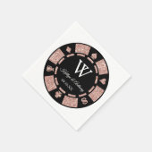 Rose Gold Monogram Poker Chip Casino Hochzeit Serviette (Ecke)