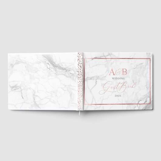 Rose Gold Monogram + Romantischer Schriftart Gästebuch (Voll)