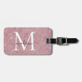 Rose Gold Monogram Script Glitzer Sparkle Tinsel Gepäckanhänger (Vorderseite horizontal)