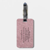 Rose Gold Monogram Script Glitzer Sparkle Tinsel Gepäckanhänger (Rückseite vertikal)