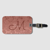 Rose Gold Monogram Script Moderne Elegante Blumens Gepäckanhänger (Vorderseite (Horizontal))