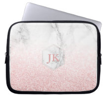 Rose Gold Monogram+Snow Bokeh+Marmor