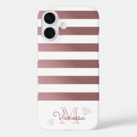 Rose Gold Monogram Streifen mit geometrischen Diam