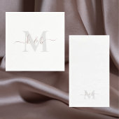 Rose Gold Monogram Swash Script Weiß Serviette