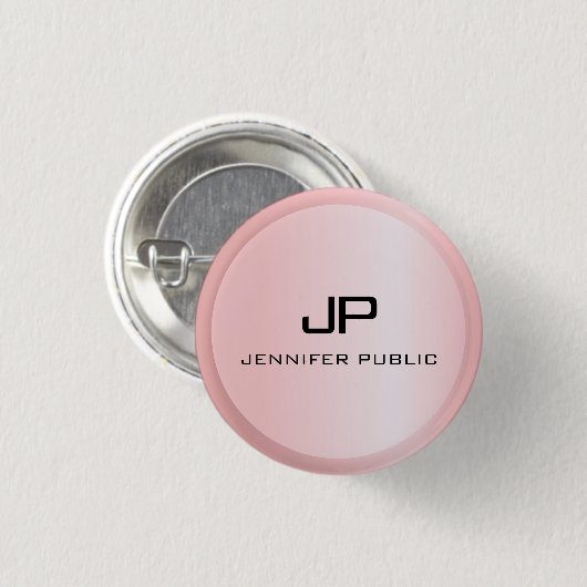 Rose Gold Monogram Template Elegant Moderne Button (Vorne & Hinten)