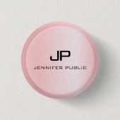 Rose Gold Monogram Template Elegant Moderne Button (Vorderseite)