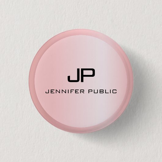 Rose Gold Monogram Template Elegant Moderne Button (Vorderseite)