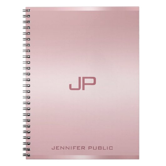 Rose Gold Monogram Template Personalisiert Classic Notizblock (Vorderseite)