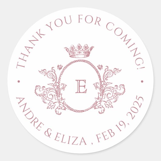 Rose Gold Monogram Wedding Dankeschön Sticker (Vorderseite)