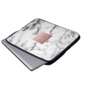 Rose Gold Monogramm auf Marmor Laptopschutzhülle (Vorne Knopf)