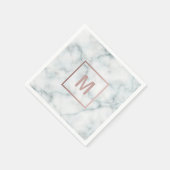 Rose Gold Monogramm auf Marmor Serviette (Ecke)