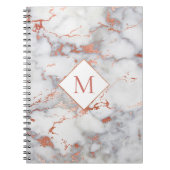 Rose Gold Monogramm auf Marmorstruktur Notizblock (Vorderseite)