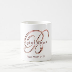 Rose Gold Monogramm B Benutzerdefinierter Text Bes Kaffeetasse