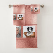 Rose Gold-Monogramm-Foto-Collage Badhandtuch Set (Insitu)