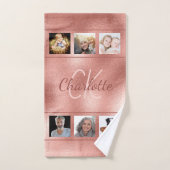 Rose Gold-Monogramm-Foto-Collage Badhandtuch Set (Handtuch)