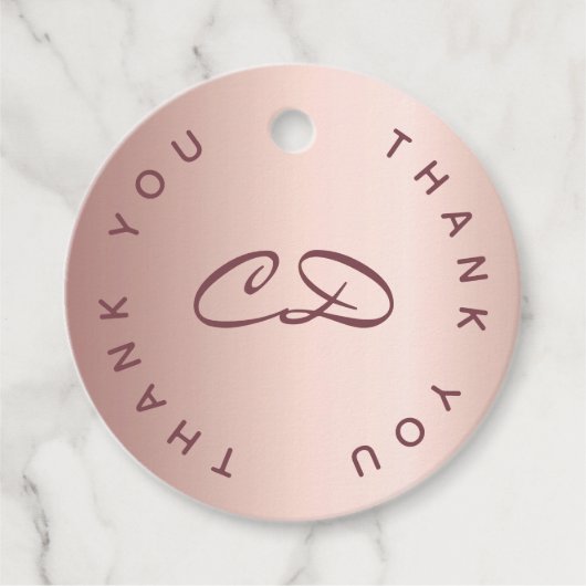 Rose gold monogramm initiale Geburtstag danke Geschenkanhänger (Vorderseite)