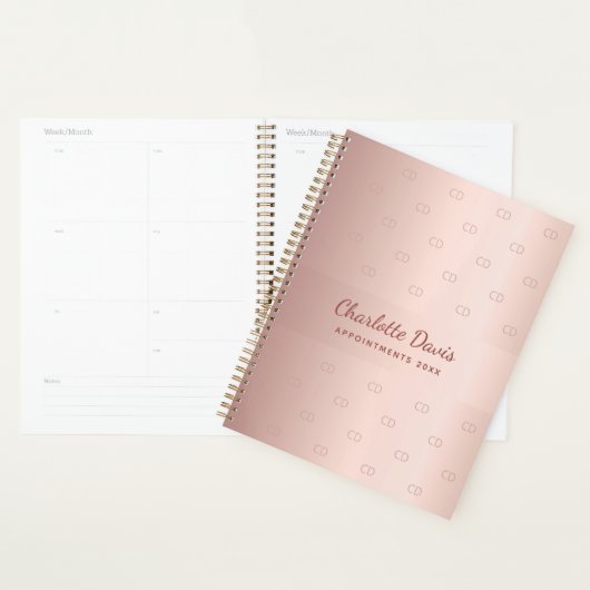 Rose Gold Monogramm Initialen Drehbuch elegant Planer (Anzeige)