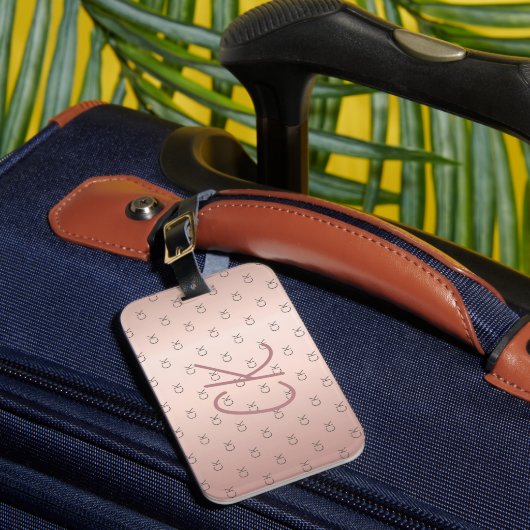 Rose Gold Monogramm Initialen elegant Gepäckanhänger (Vorderseite Insitu 1)