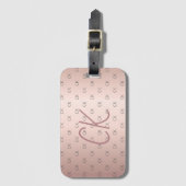 Rose Gold Monogramm Initialen elegant Gepäckanhänger (Vorderseite Vertikal)