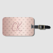 Rose Gold Monogramm Initialen elegant Gepäckanhänger (Vorderseite (Horizontal))
