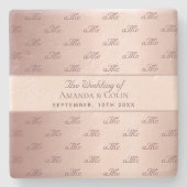 Rose Gold Monogramm Initialen Hochzeit speichern d Steinuntersetzer (Vorderseite)