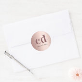 Rose Gold Monogramm Initialen Name Chic Runder Aufkleber (Umschlag)