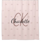 Rose Gold Monogramm Initialen Name Duschvorhang (Vorderseite)