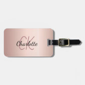 Rose Gold Monogramm Initialen Name Gepäckanhänger (Vorderseite horizontal)