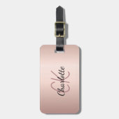 Rose Gold Monogramm Initialen Name Gepäckanhänger (Vorderseite vertikal)