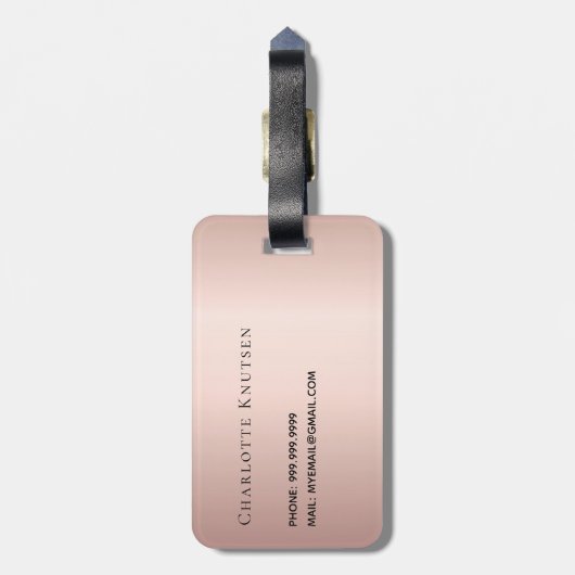 Rose Gold Monogramm Initialen Name Gepäckanhänger (Rückseite vertikal)