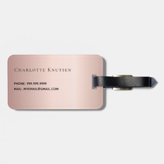 Rose Gold Monogramm Initialen Name Gepäckanhänger (Rückseite horizontal)