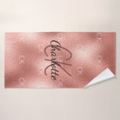 Rose Gold Monogramm Initialen Name minimalistisch Badehandtuch (Badehandtuch)