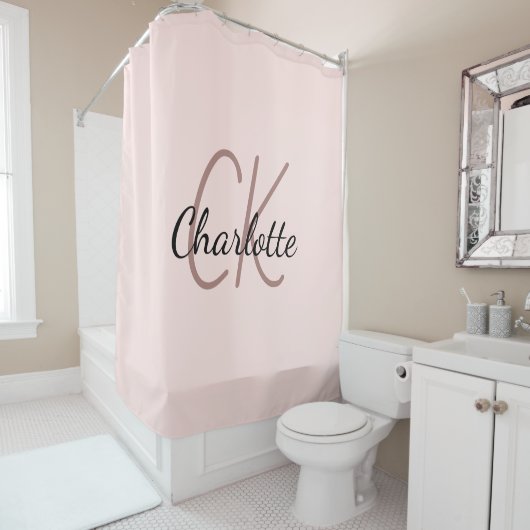Rose Gold Monogramm Initialen Name minimalistisch Duschvorhang (Beispiel)