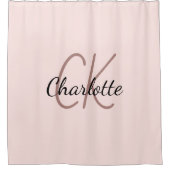 Rose Gold Monogramm Initialen Name minimalistisch Duschvorhang (Vorderseite)