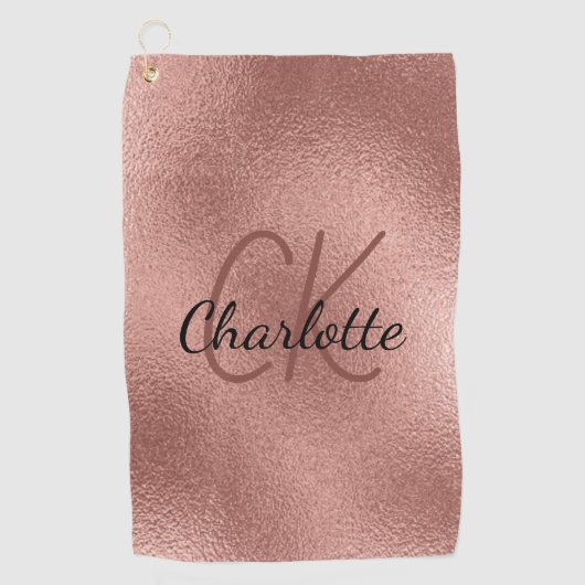 Rose Gold Monogramm Initialen Name minimalistisch Golfhandtuch (Vorderseite)