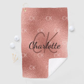 Rose Gold Monogramm Initialen Name minimalistisch Golfhandtuch (Insitu)