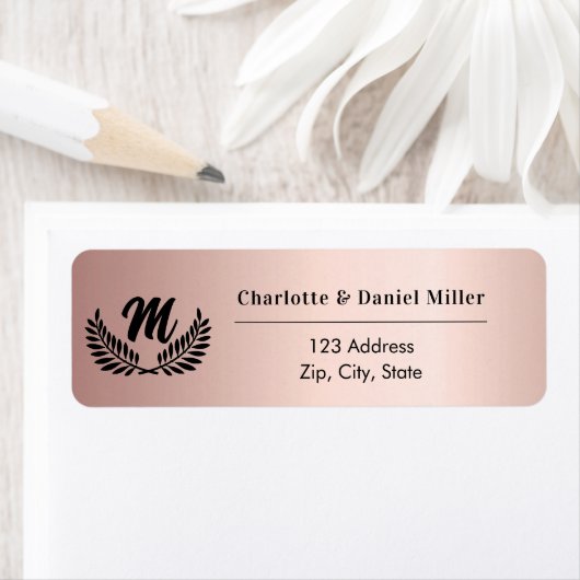 Rose Gold Monogramm Initialen Rücksendeadresse (Insitu)