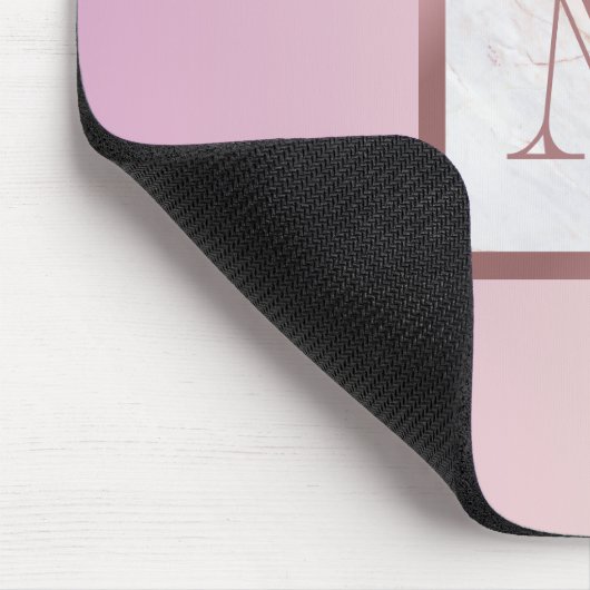 Rose Gold Monogramm Marmor Rosa Farbe Mousepad (Ecke)