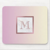 Rose Gold Monogramm Marmor Rosa Farbe Mousepad (Vorne)
