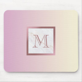 Rose Gold Monogramm Marmor Rosa Farbe Mousepad