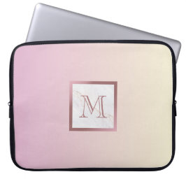 Rose Gold Monogramm Marmor Rosa Vanilla Gradient Laptopschutzhülle