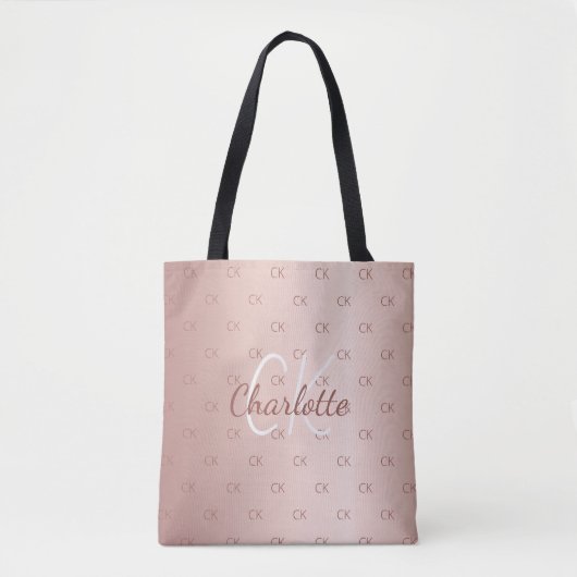 Rose gold monogramm Name elegant Tasche (Vorderseite)