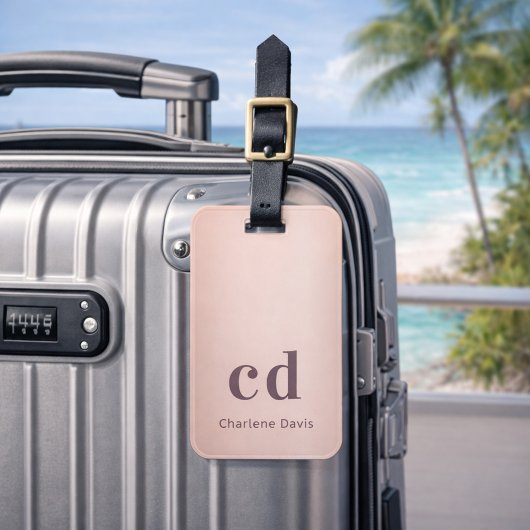 Rose gold monogramm Name modern minimalistisch Gepäckanhänger