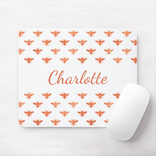 Rose Gold-Monogramm-Namensskript für Bienen Mousepad (Mit Mouse)