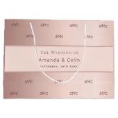 Rose Gold monogramm Paar Initialen Hochzeit Große Geschenktüte (Rückseite)